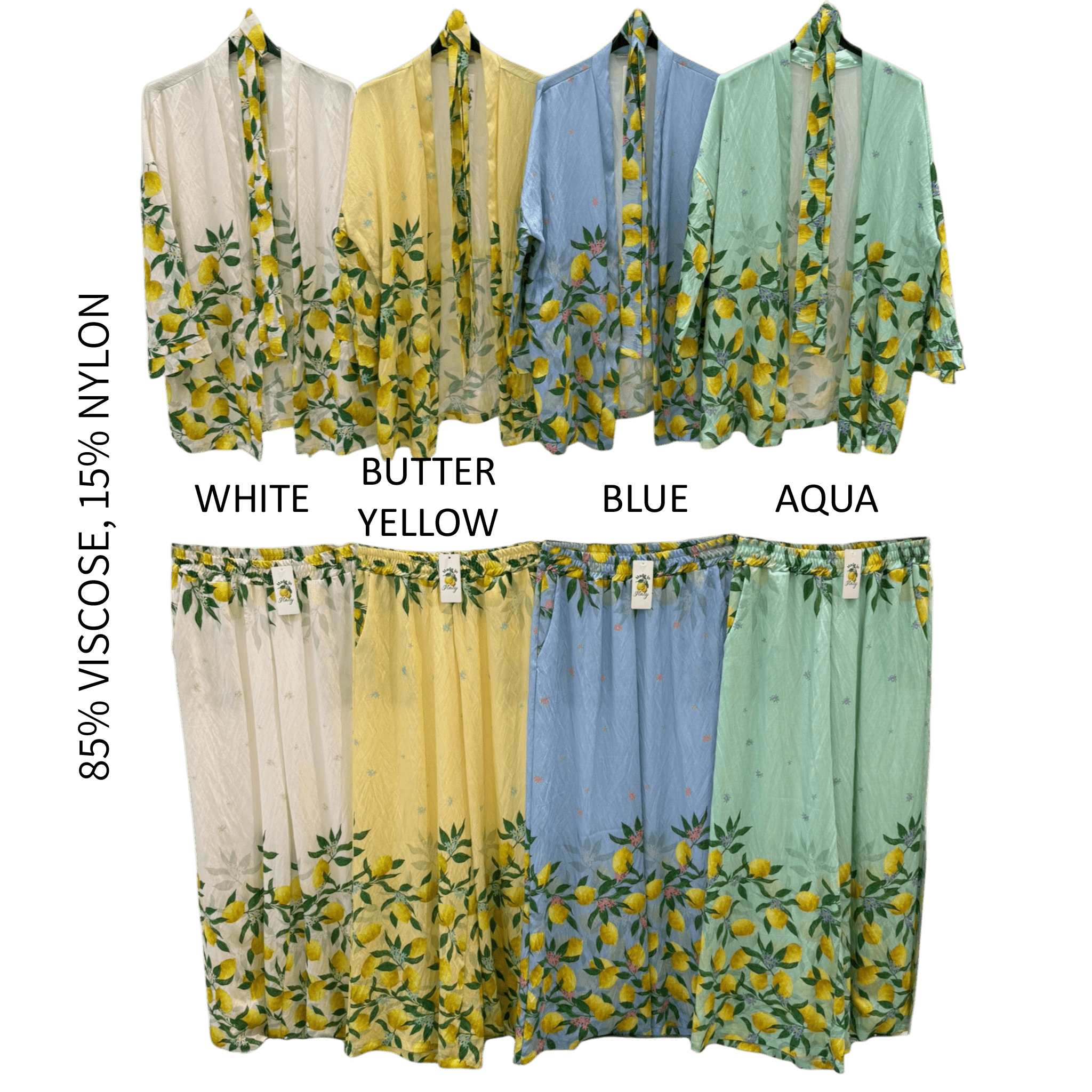 GWYNNE SOFT SATIN VISCOSE KIMONO PANTS SET