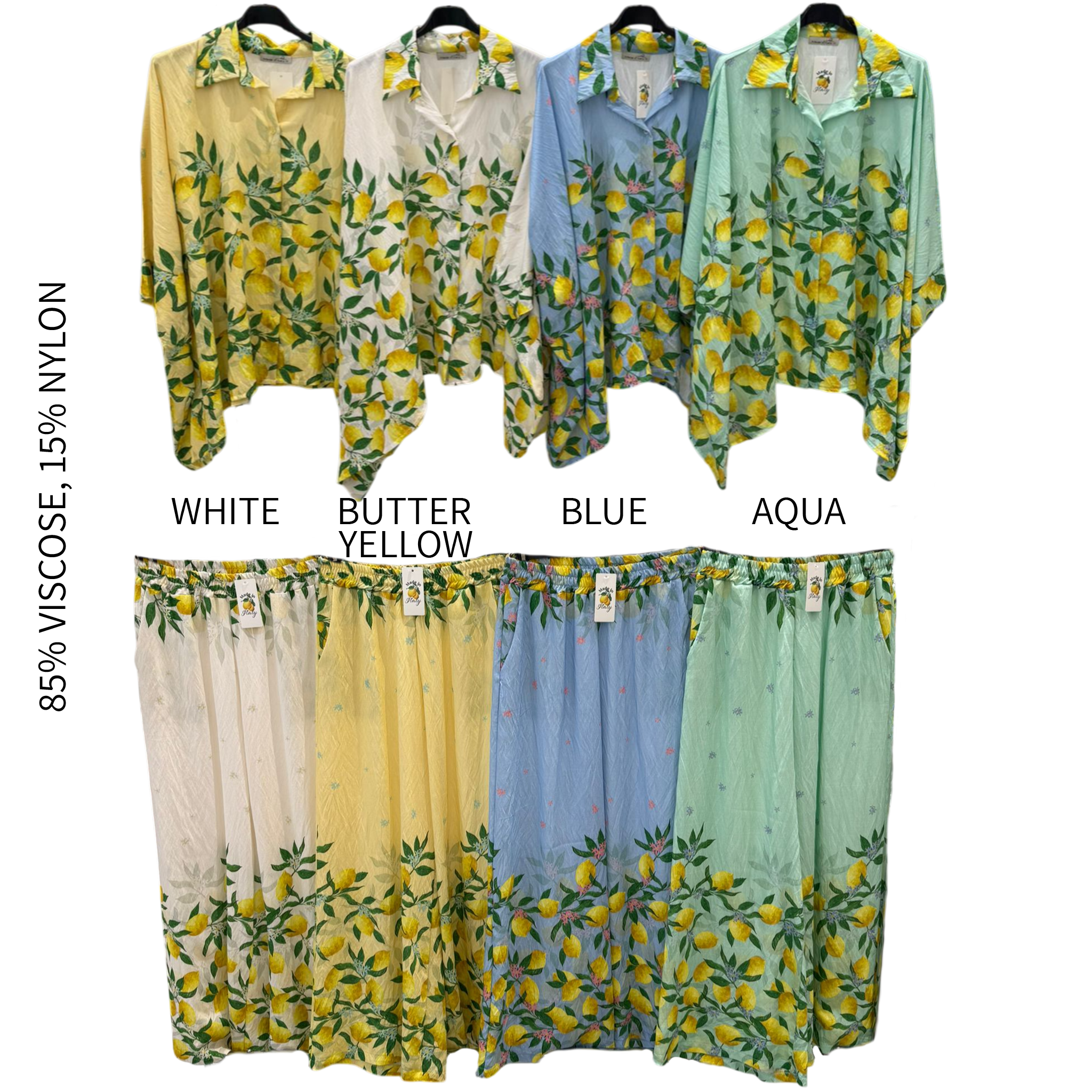 VANDELIA SOFT SATIN VISCOSE SHIRT PANTS SET