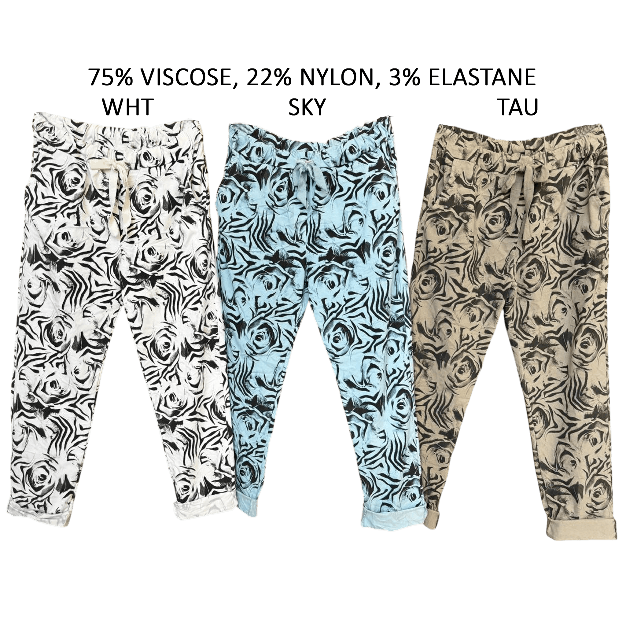 DEMI VISCOSE STRETCH LINEAR FLORAL PANTS