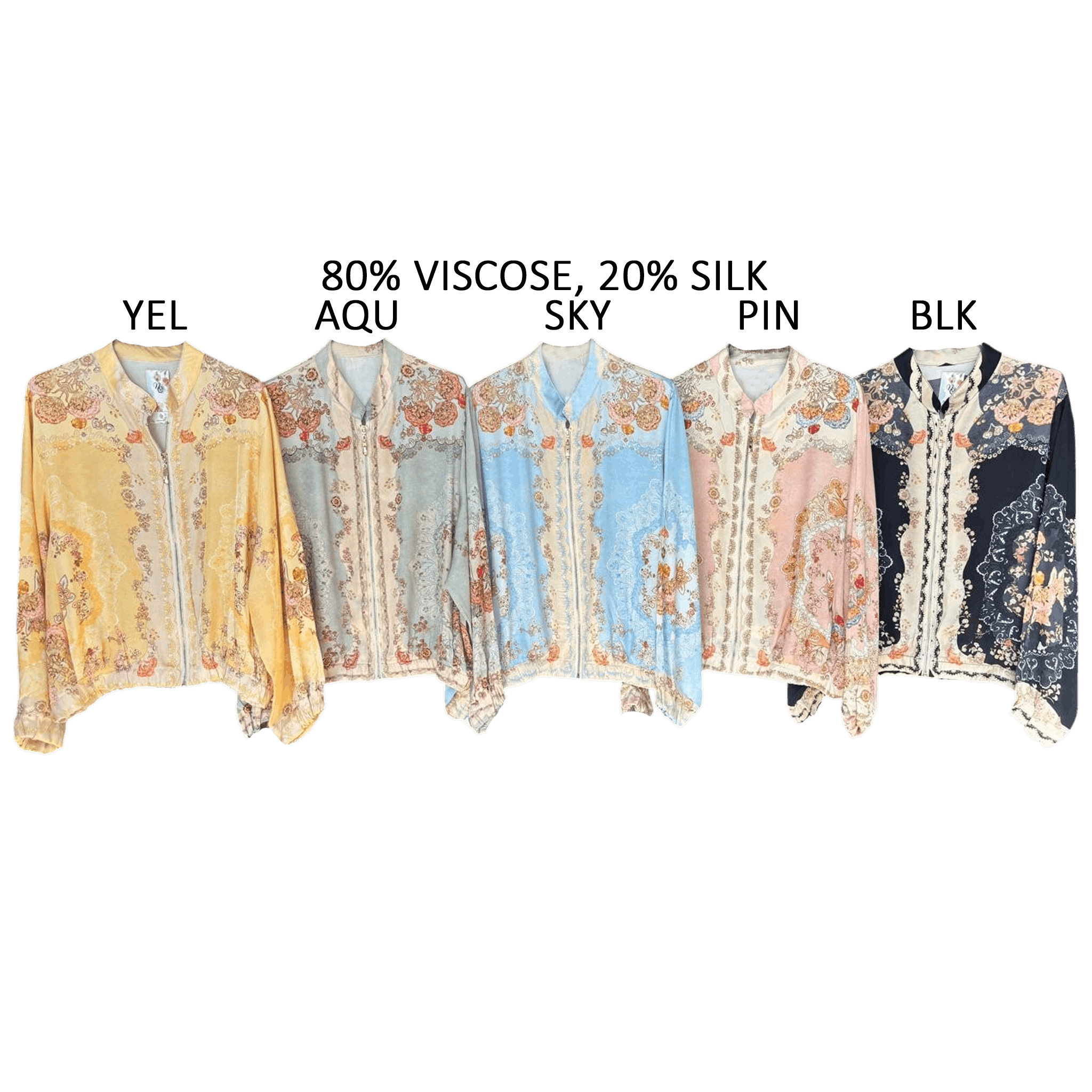 ADELE SILK MIX PRINTED BOMBER JACKET