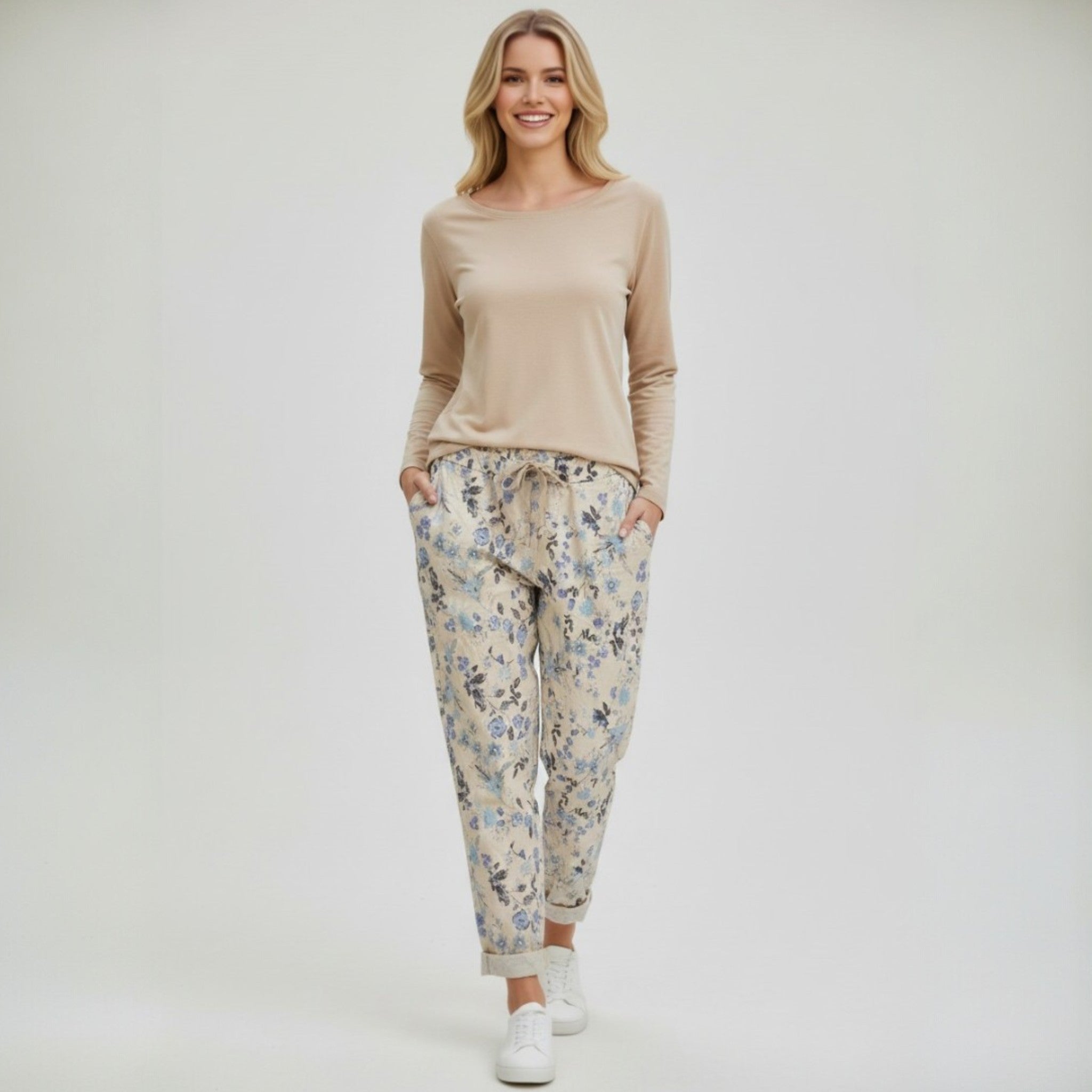 SARAI VISCOSE STRETCH SMALL FLORAL PANTS
