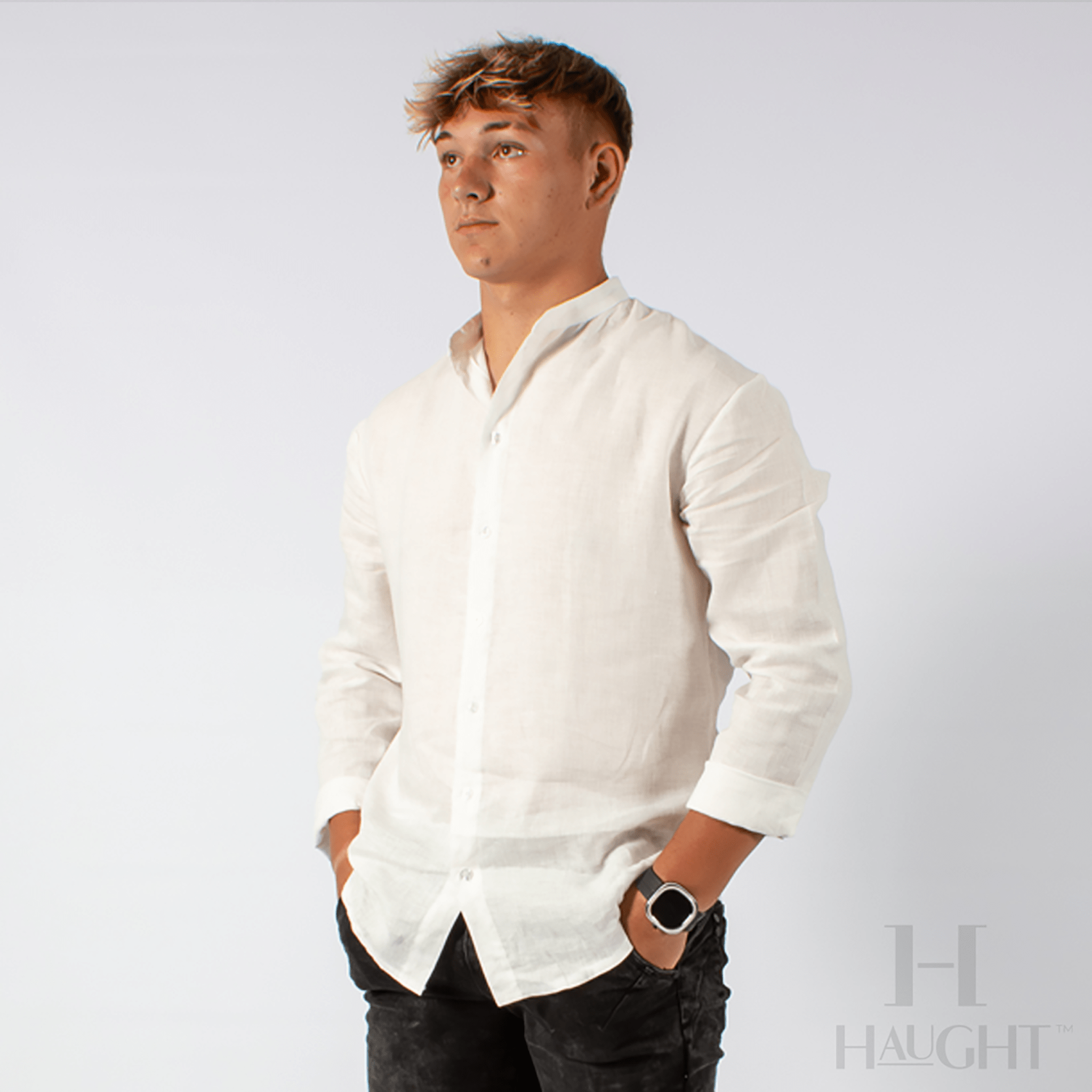ANDREA MANDARIN COLLAR SHIRT
