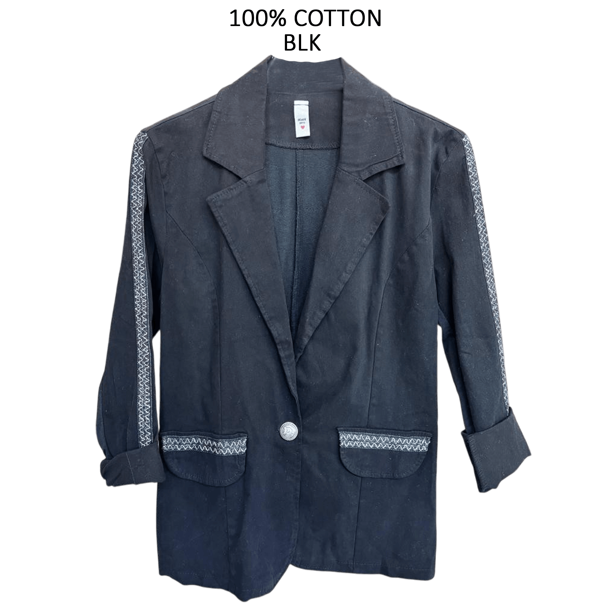 FRENCH TERRY SOFT BLAZER SILVER TRIM DETAIL