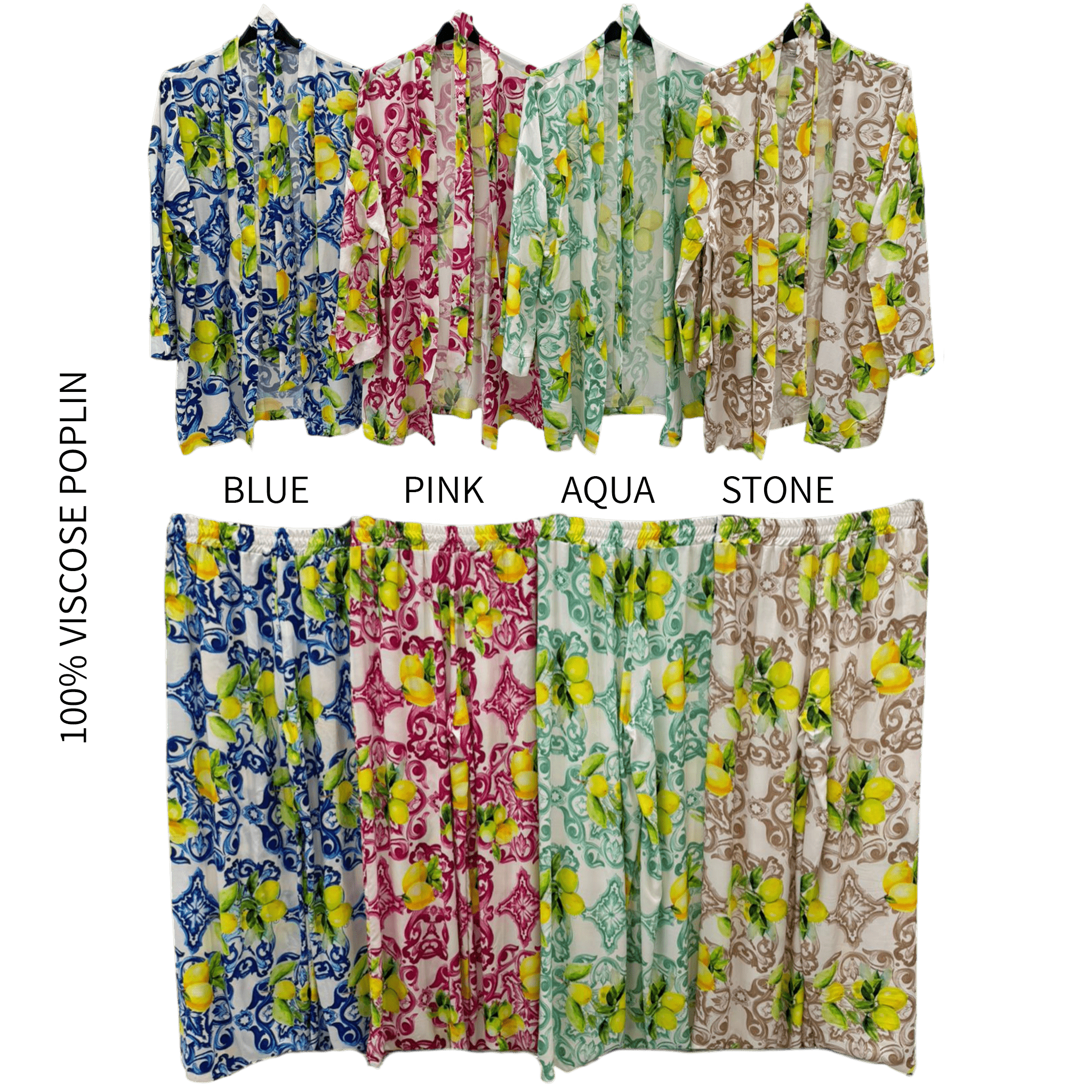 EULALIE SOFT VISCOSE KIMONO PANTS SET