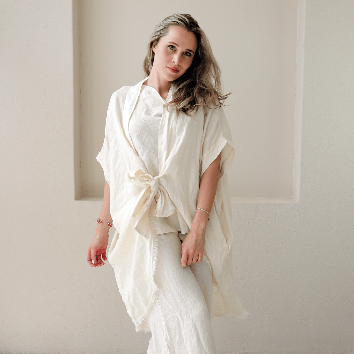 NORINE LINEN BATWING TIE JACKET