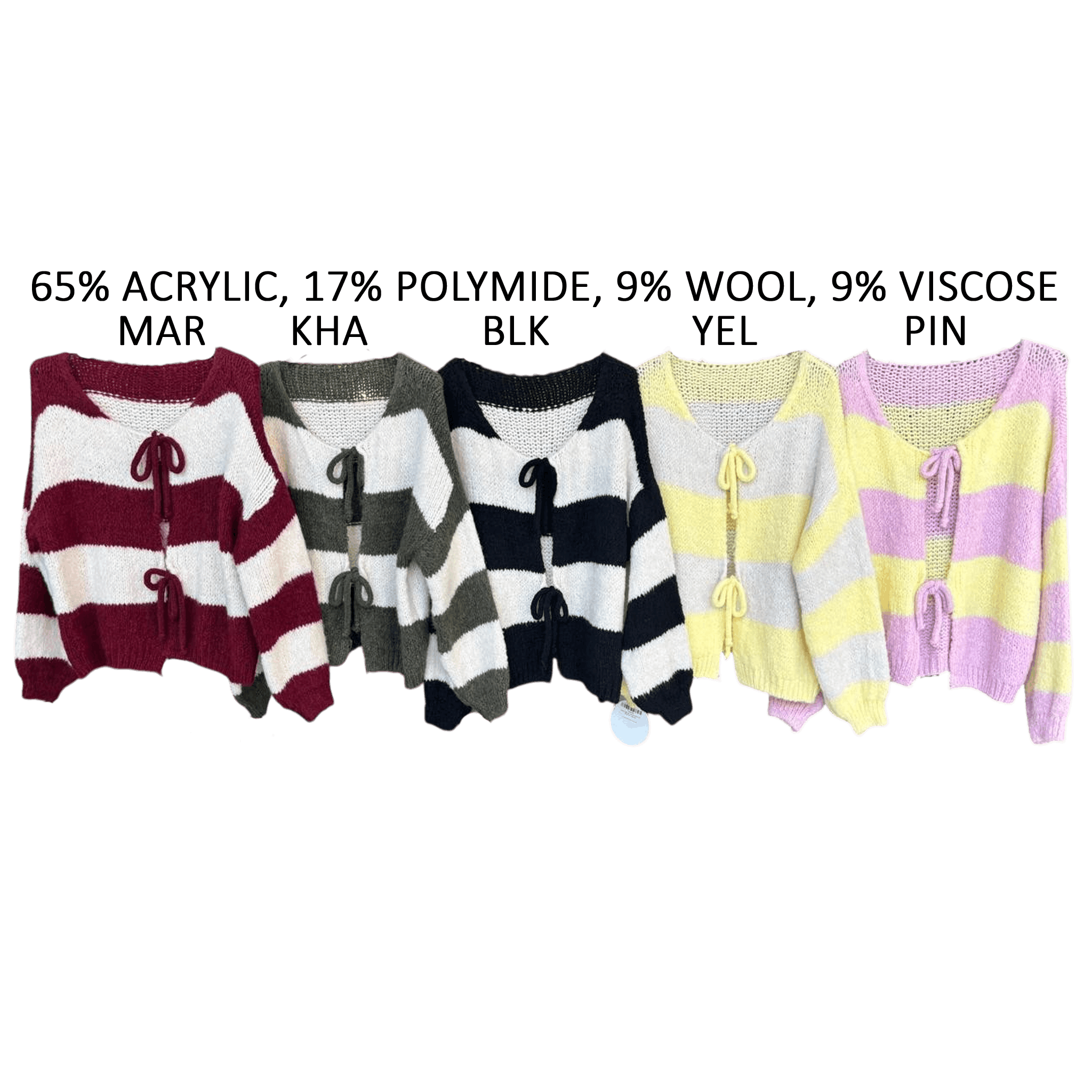 JENNY KNIT MIX WOOL STRIPE TIE CARDIGAN