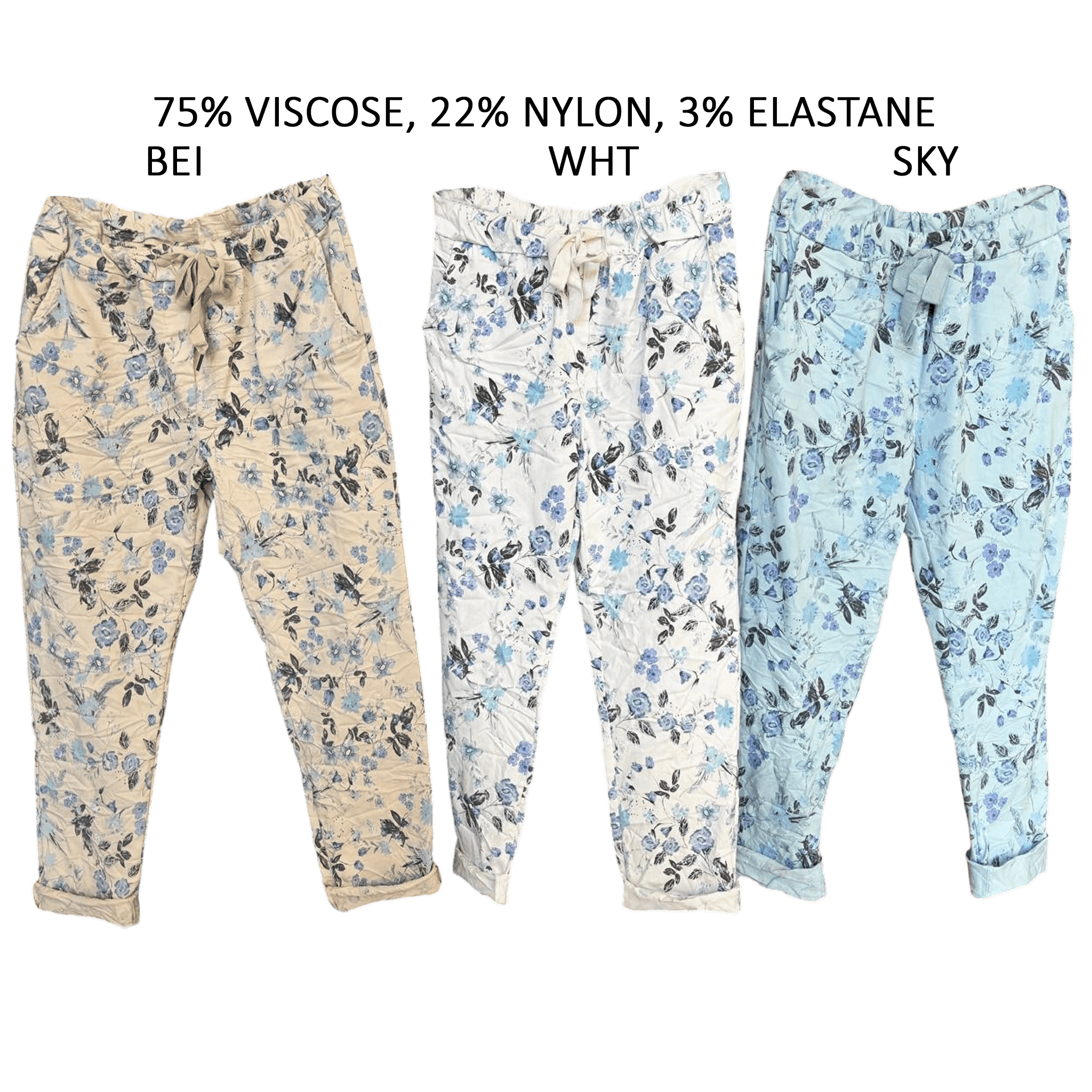 SARAI VISCOSE STRETCH SMALL FLORAL PANTS