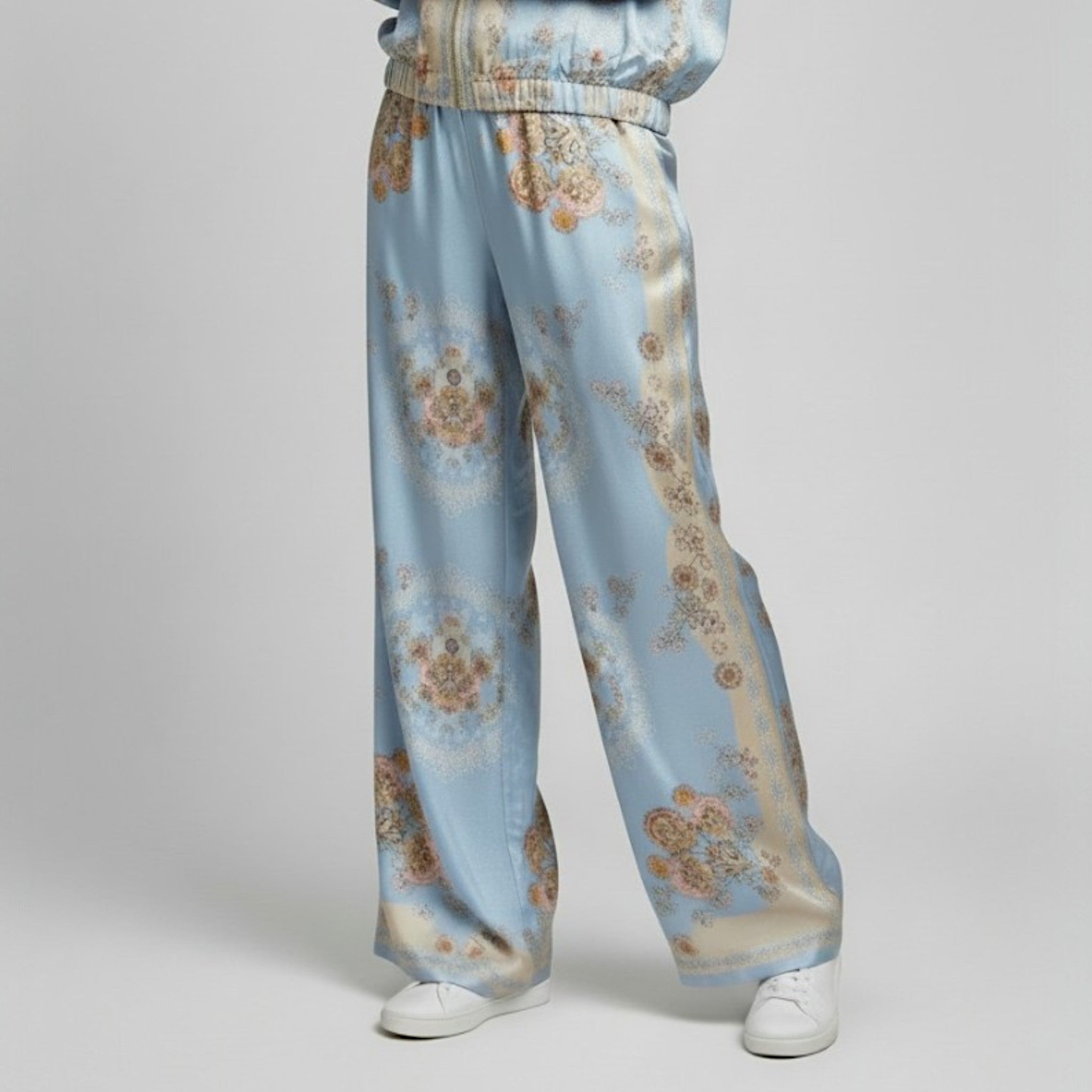 EMILY SILK MIX PRINTED PANTS