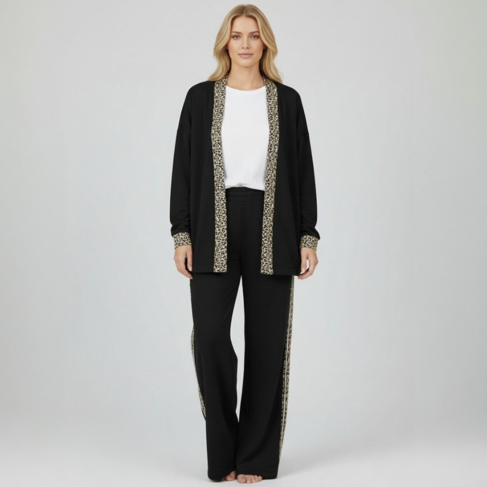 PHEOBE COTTON POLY LONG OPEN JERSEY TRIM TRACKSUIT